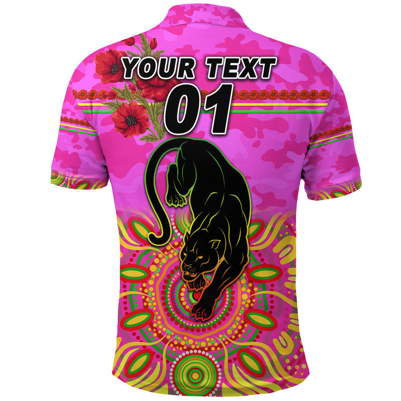 (Custom Personalised) Penrith Panthers ANZAC 2022 Polo Shirt Indigenous Vibes - Pink - Vibe Hoodie Shop