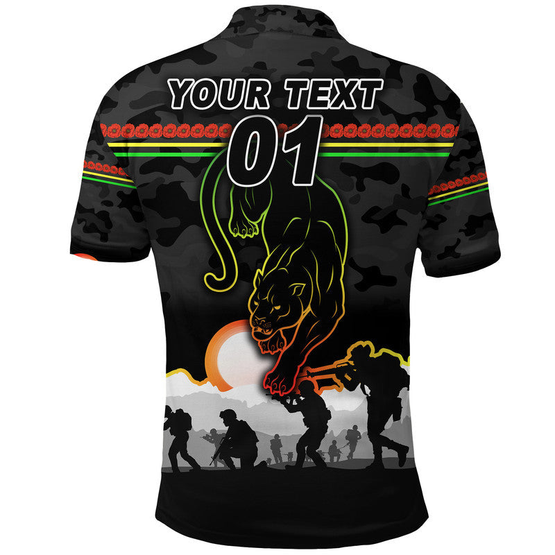 (Custom Personalised) Panthers ANZAC Polo Shirt Simple Style - Black - Vibe Hoodie Shop