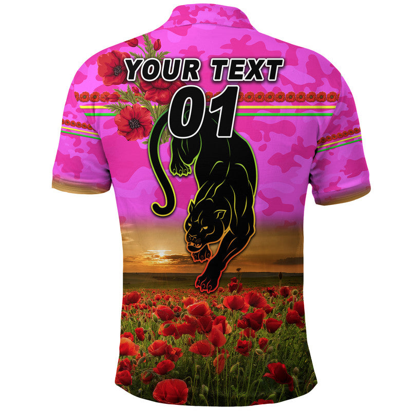 (Custom Personalised) Penrith Panthers ANZAC 2022 Polo Shirt Poppy Flowers Vibes - Pink - Vibe Hoodie Shop