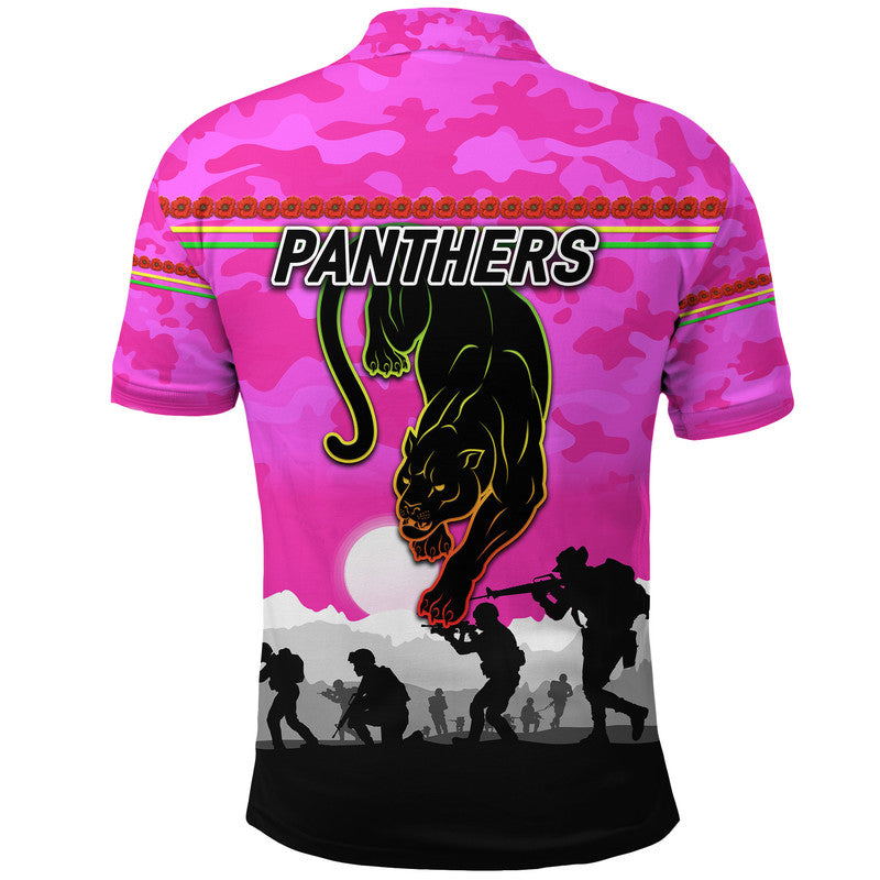 Penrith Panthers ANZAC 2022 Polo Shirt Simple Style - Pink - Vibe Hoodie Shop