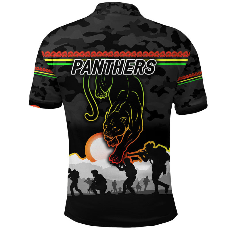 Panthers ANZAC Polo Shirt Simple Style - Black - Vibe Hoodie Shop