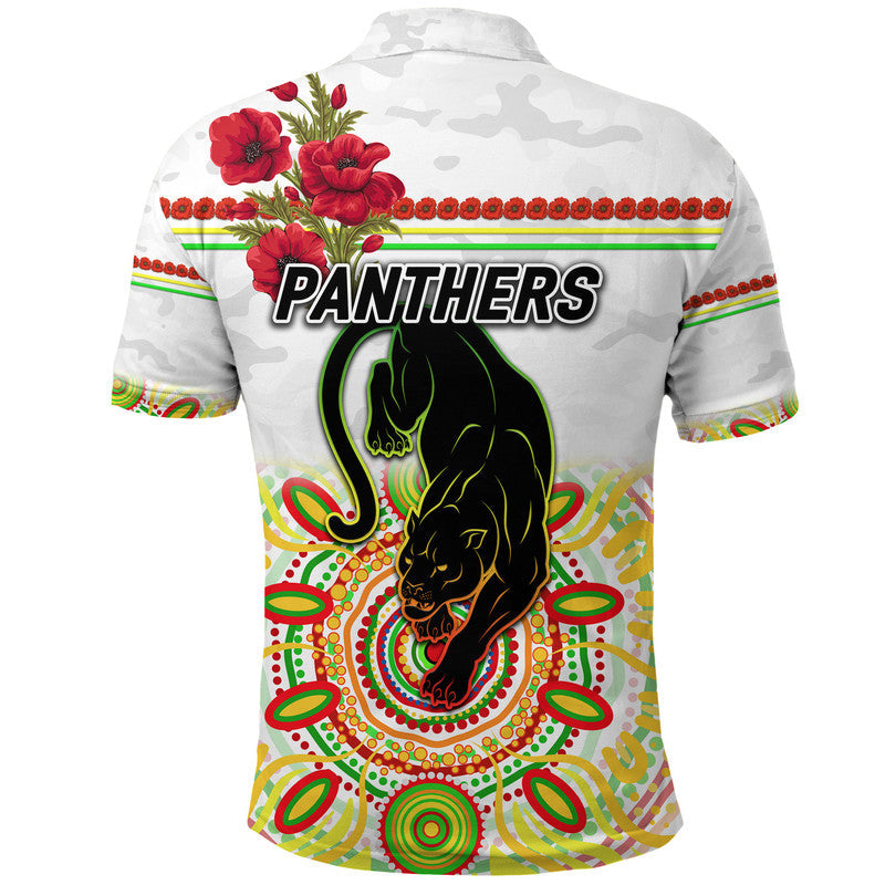 Panthers ANZAC Polo Shirt Indigenous Vibes - White - Vibe Hoodie Shop