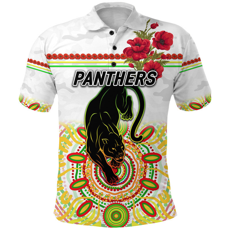 Penrith Panthers ANZAC 2022 Polo Shirt Indigenous Vibes - White - Vibe Hoodie Shop