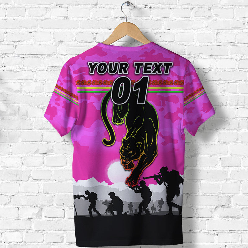 (Custom Personalised) Penrith Panthers ANZAC 2022 T shirt Simple Style - Pink - Vibe Hoodie Shop