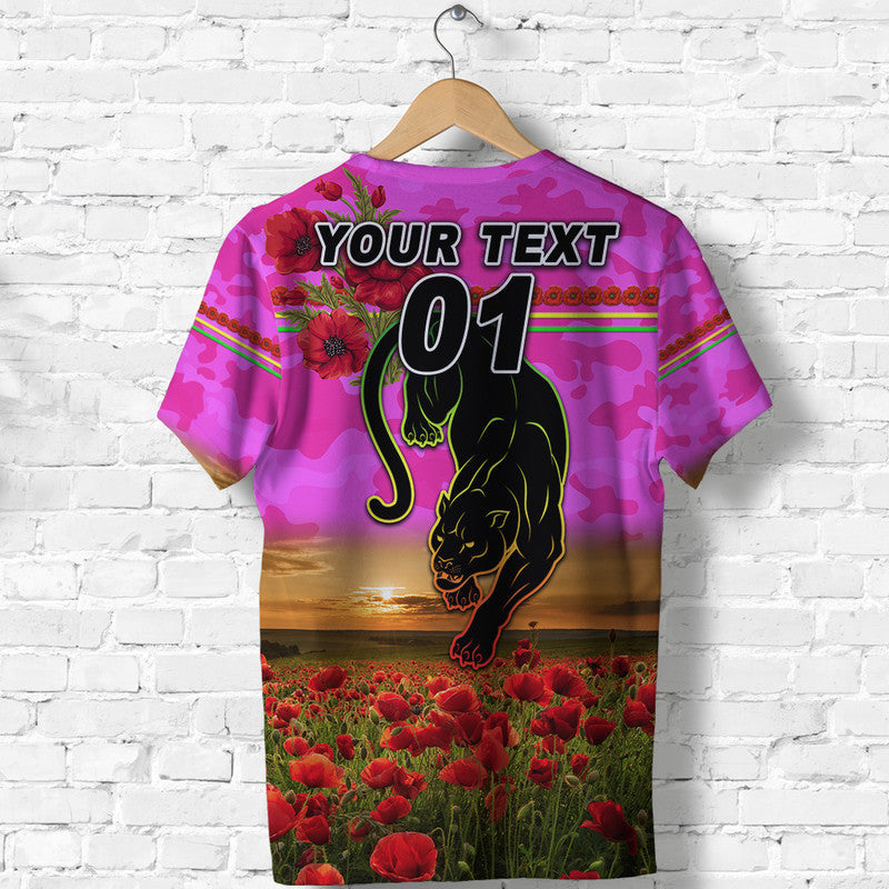 (Custom Personalised) Penrith Panthers ANZAC 2022 T shirt Poppy Flowers Vibes - Pink - Vibe Hoodie Shop