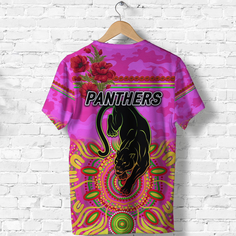 Penrith Panthers ANZAC 2022 T shirt Indigenous Vibes - Pink - Vibe Hoodie Shop