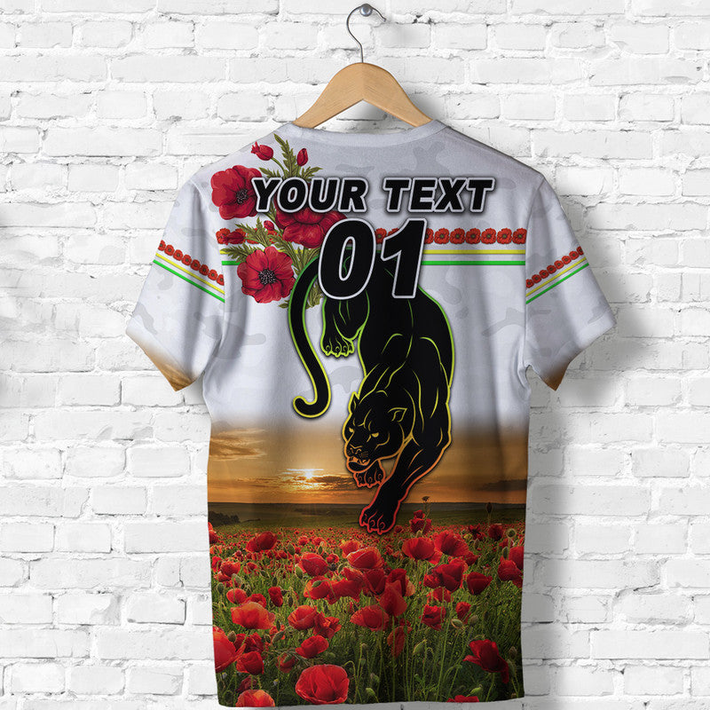 (Custom Personalised) Penrith Panthers ANZAC 2022 T shirt Poppy Flowers Vibes - White - Vibe Hoodie Shop