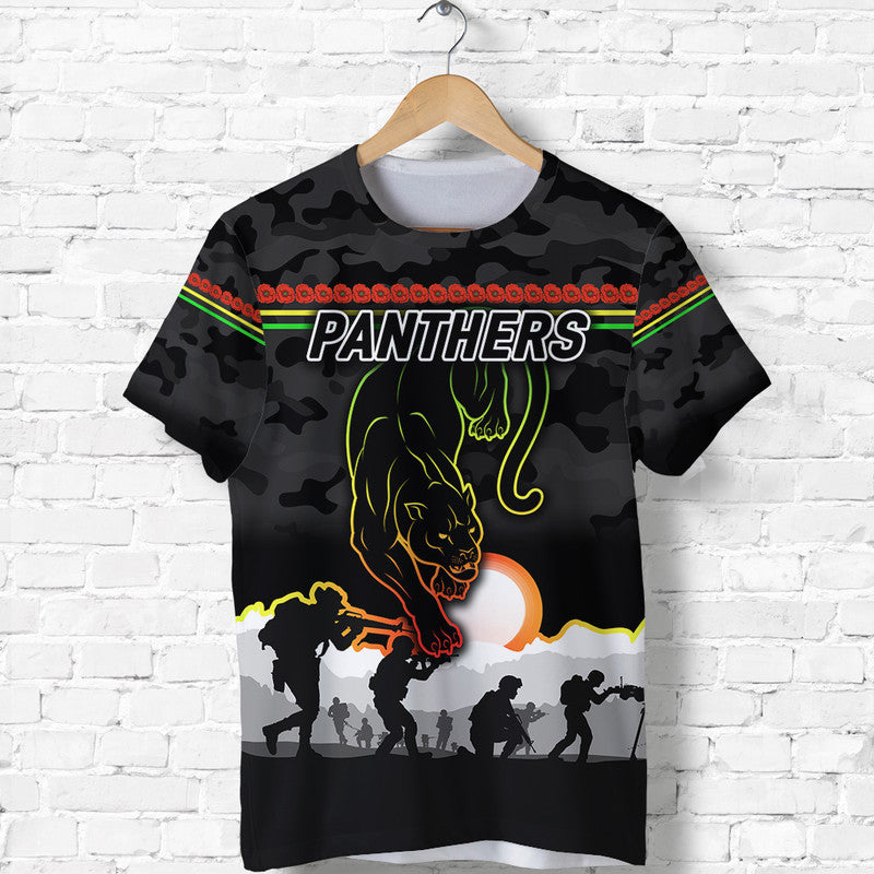 Penrith Panthers ANZAC 2022 T shirt Simple Style - Black - Vibe Hoodie Shop