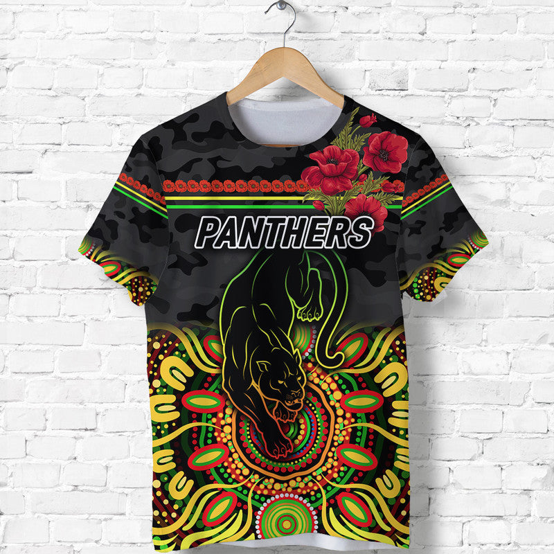 (Custom Personalised) Penrith Panthers ANZAC 2022 T shirt Poppy Flowers Vibes - White - Vibe Hoodie Shop