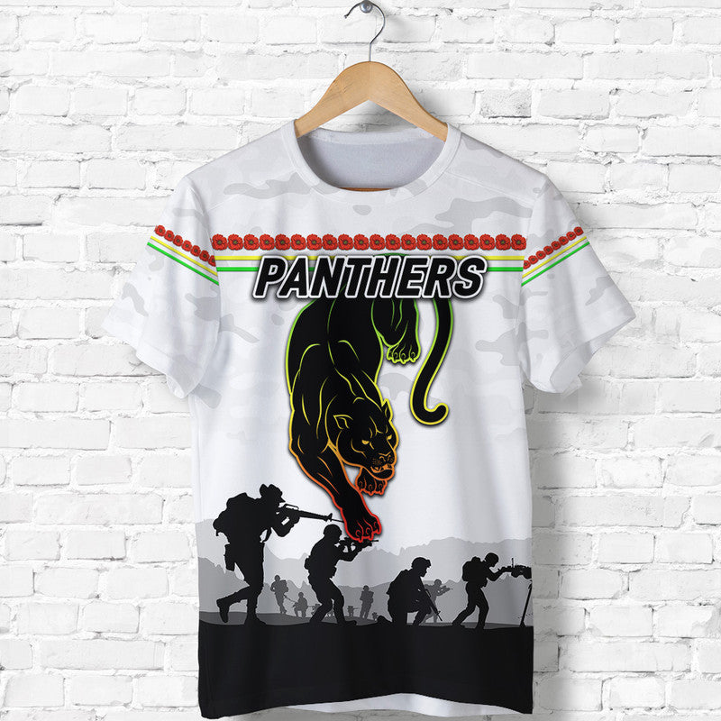 Penrith Panthers ANZAC 2022 T shirt Simple Style - White - Vibe Hoodie Shop