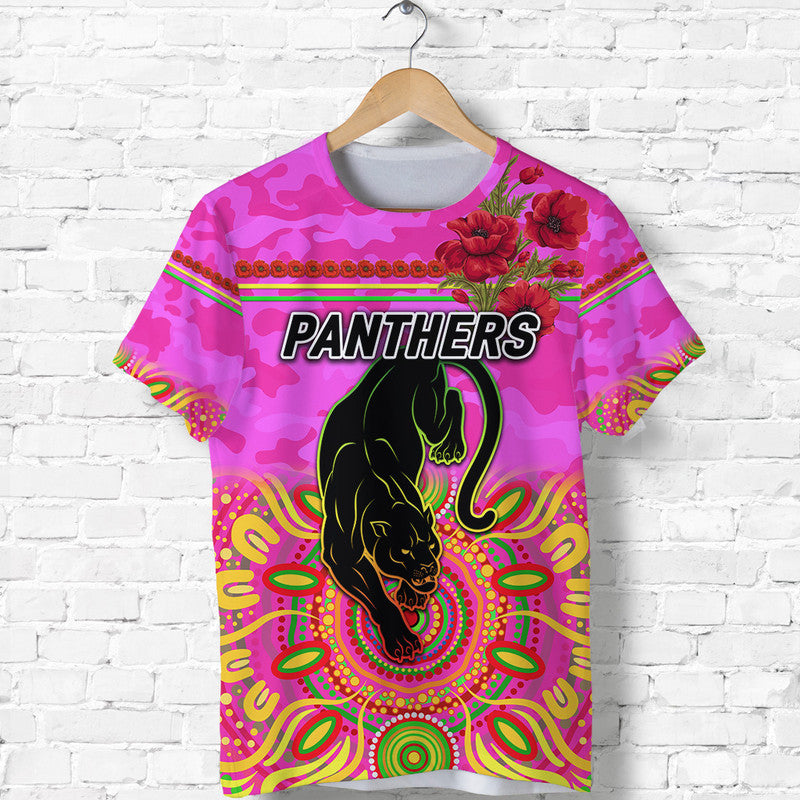 Penrith Panthers ANZAC 2022 T shirt Indigenous Vibes - Pink - Vibe Hoodie Shop