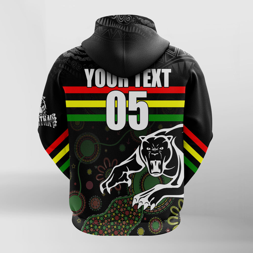 (Custom Personalised) Penrith Black Panther Zip Hoodie - Aboriginal Art with Abstract Pattern LT7 - Vibe Hoodie Shop