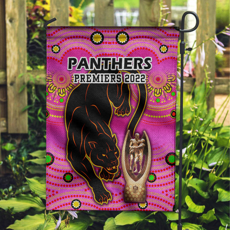 Penrith Panthers Rugby Flag Pink Crouching Panther Premiers 2022 - Vibe Hoodie Shop