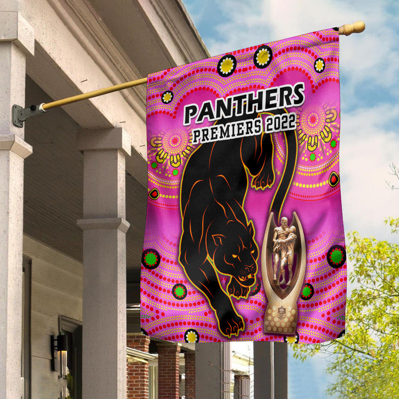 Penrith Panthers Rugby Flag Pink Crouching Panther Premiers 2022 - Vibe Hoodie Shop