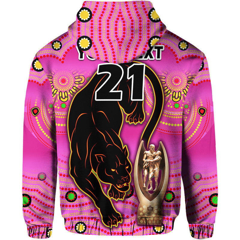 (Custom Personalised) Penrith Panthers Rugby Zip Up And Pullover Hoodie Pink Crouching Panther Premiers 2022 LT9 - Vibe Hoodie Shop