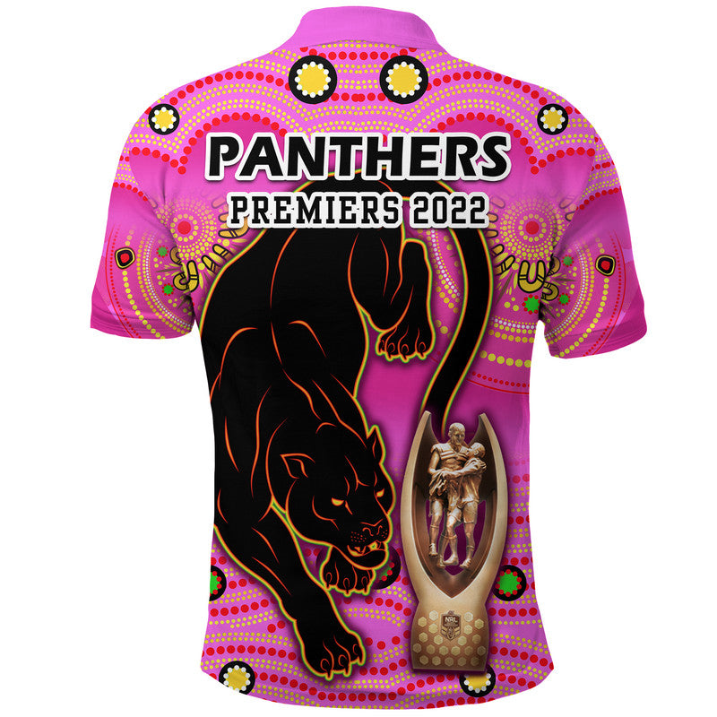 Penrith Panthers Rugby Polo Shirt Pink Crouching Panther Premiers 2022 LT9 - Vibe Hoodie Shop