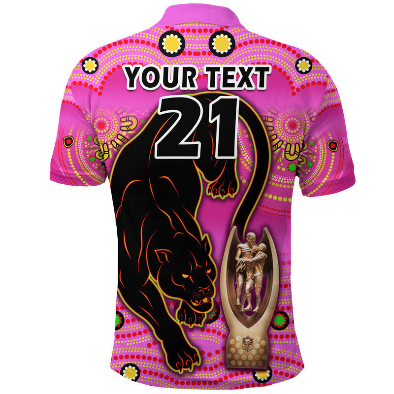 (Custom Personalised) Penrith Panthers Rugby Polo Shirt Pink Crouching Panther Premiers 2022 LT9 - Vibe Hoodie Shop