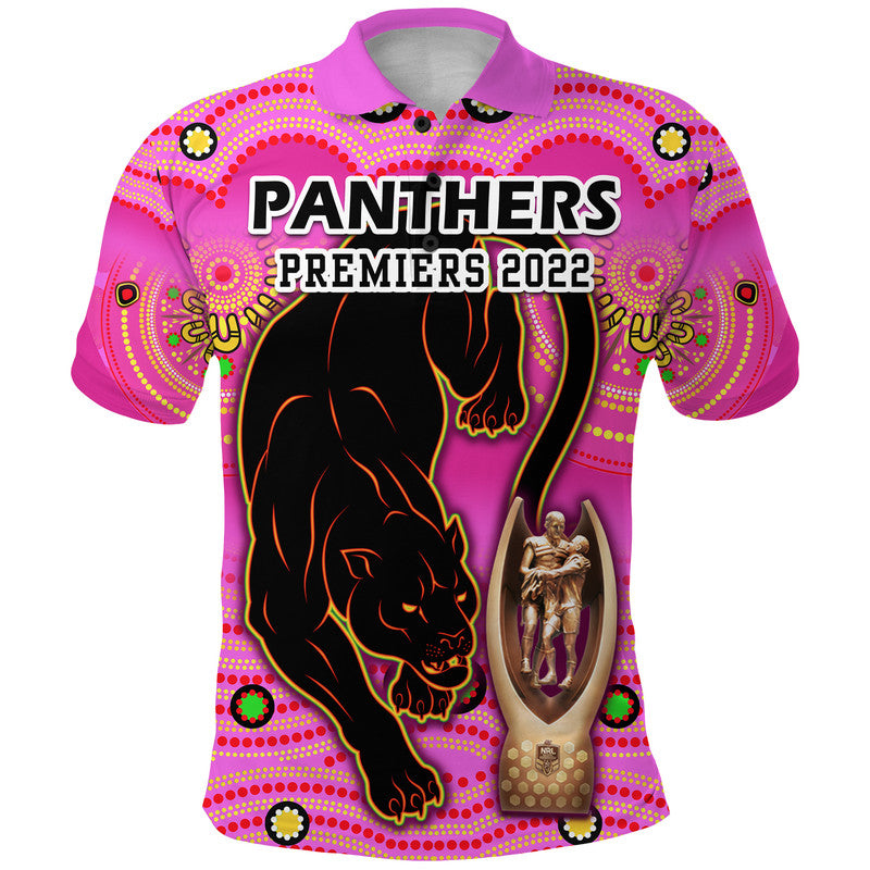 Penrith Panthers Rugby Polo Shirt Pink Crouching Panther Premiers 2022 LT9 - Vibe Hoodie Shop