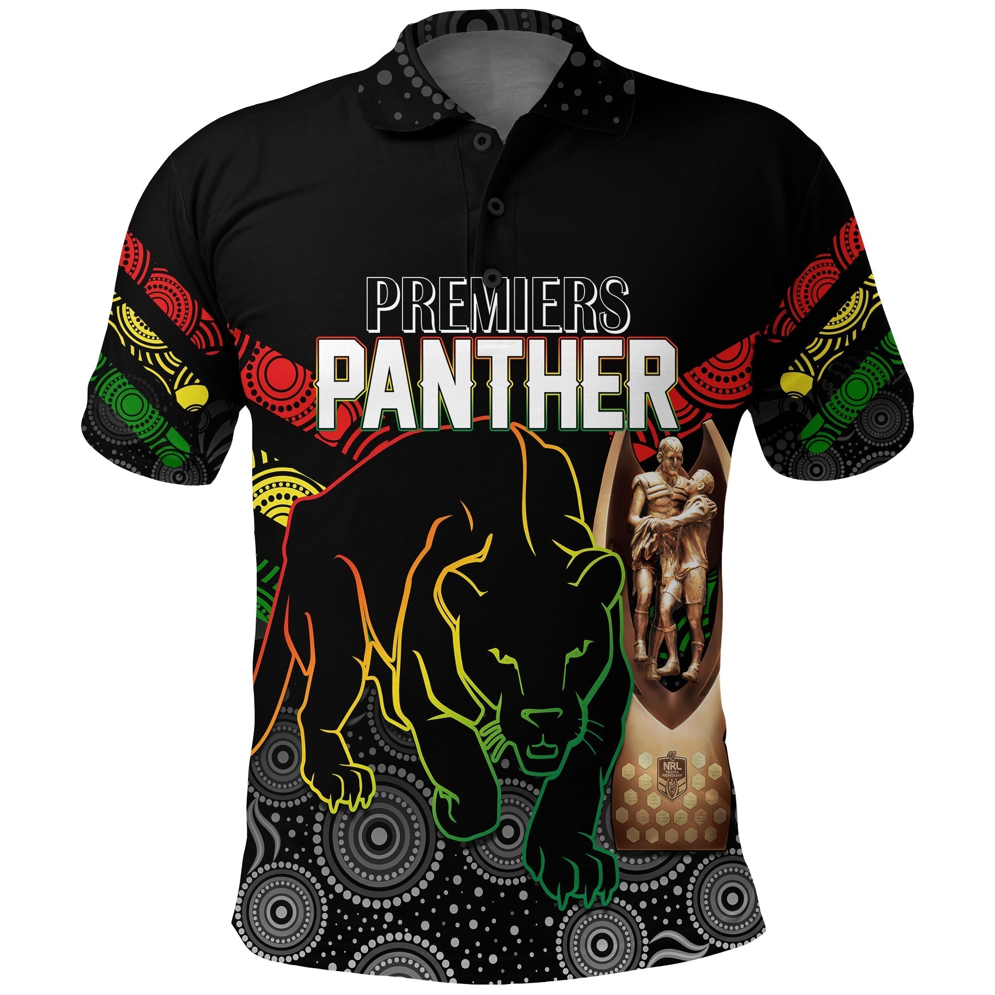 Personalised Panther Premiers NRL 2022 Polo Shirt Aboriginal Dot Art - Vibe Hoodie Shop