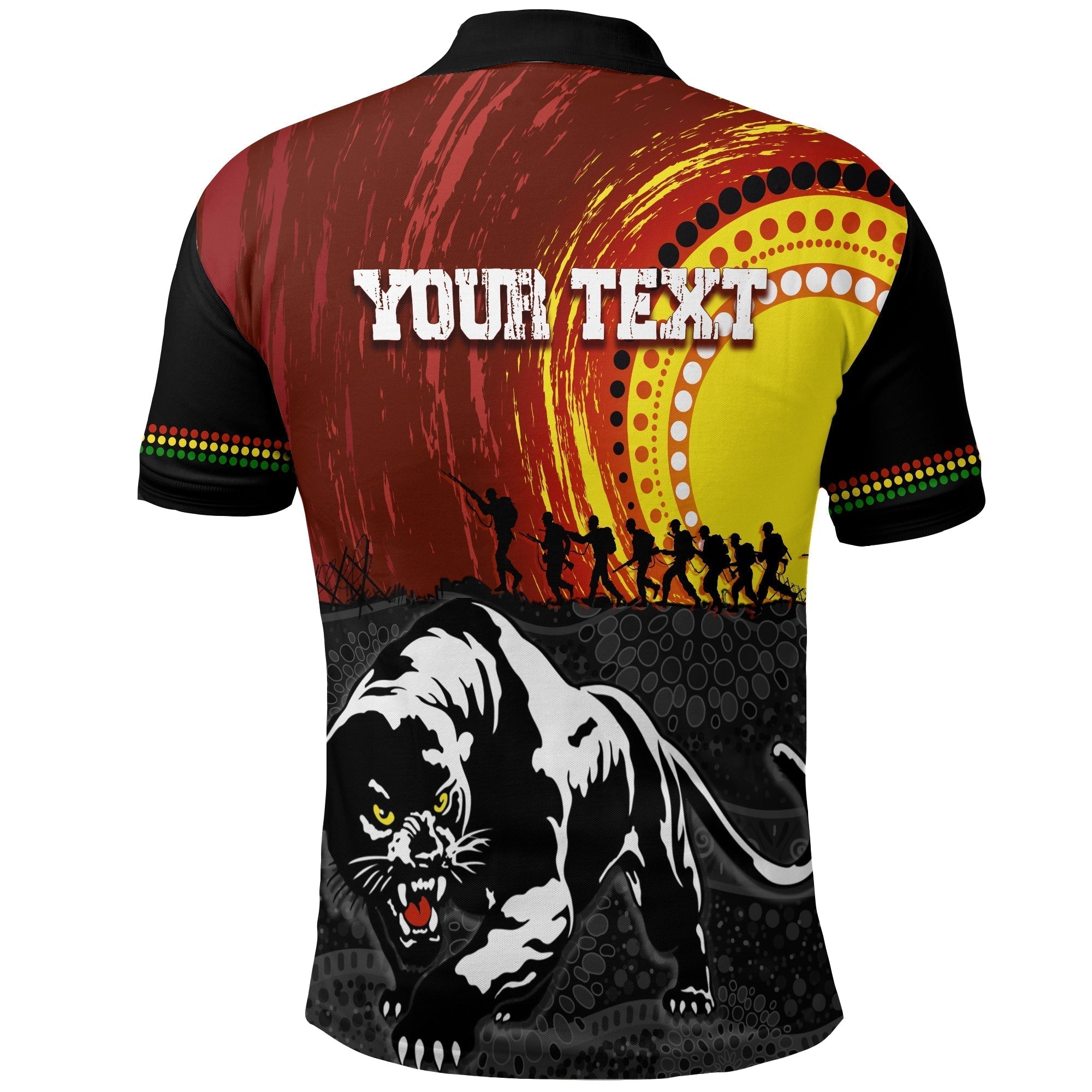 Penrith Panther Polo Shirt ANZAC Day Indigenous Special Version - Vibe Hoodie Shop