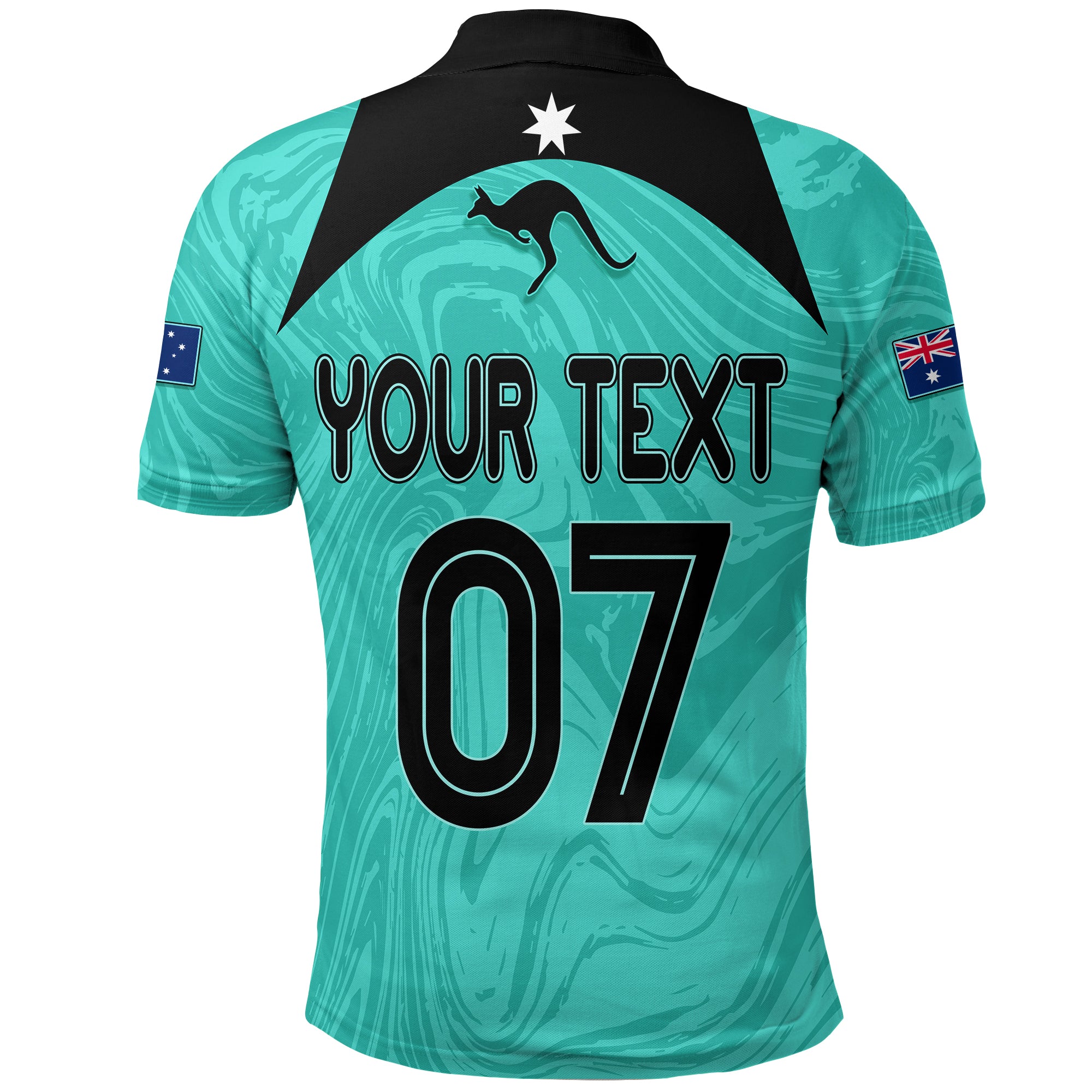 Personalised Aussie Matildas Polo Shirt 2023 Women World Cup Marble Patterns - Turquoise - Vibe Hoodie Shop