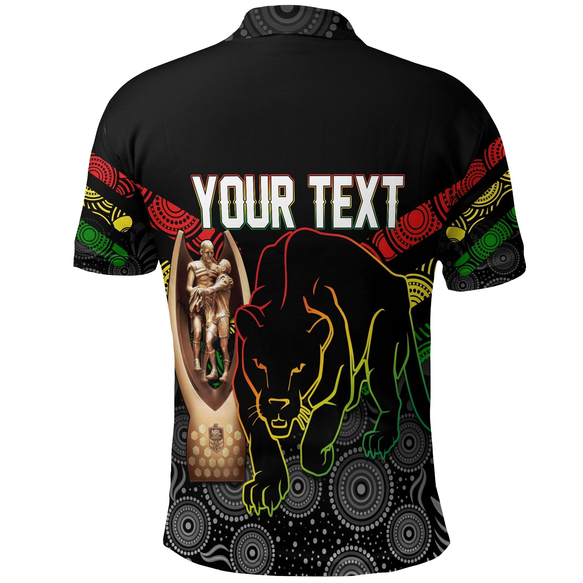 Personalised Panther Premiers NRL 2022 Polo Shirt Aboriginal Dot Art - Vibe Hoodie Shop