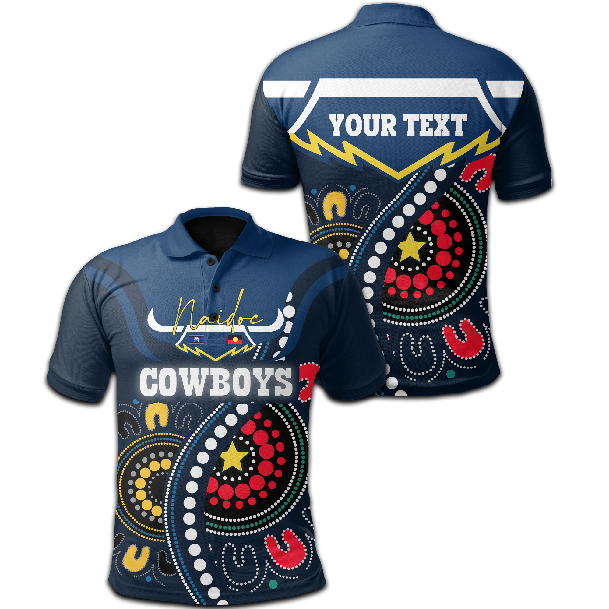 (Custom Personalised) Cowboys NAIDOC Week Polo Shirt North Aboriginal Version Special - Vibe Hoodie Shop
