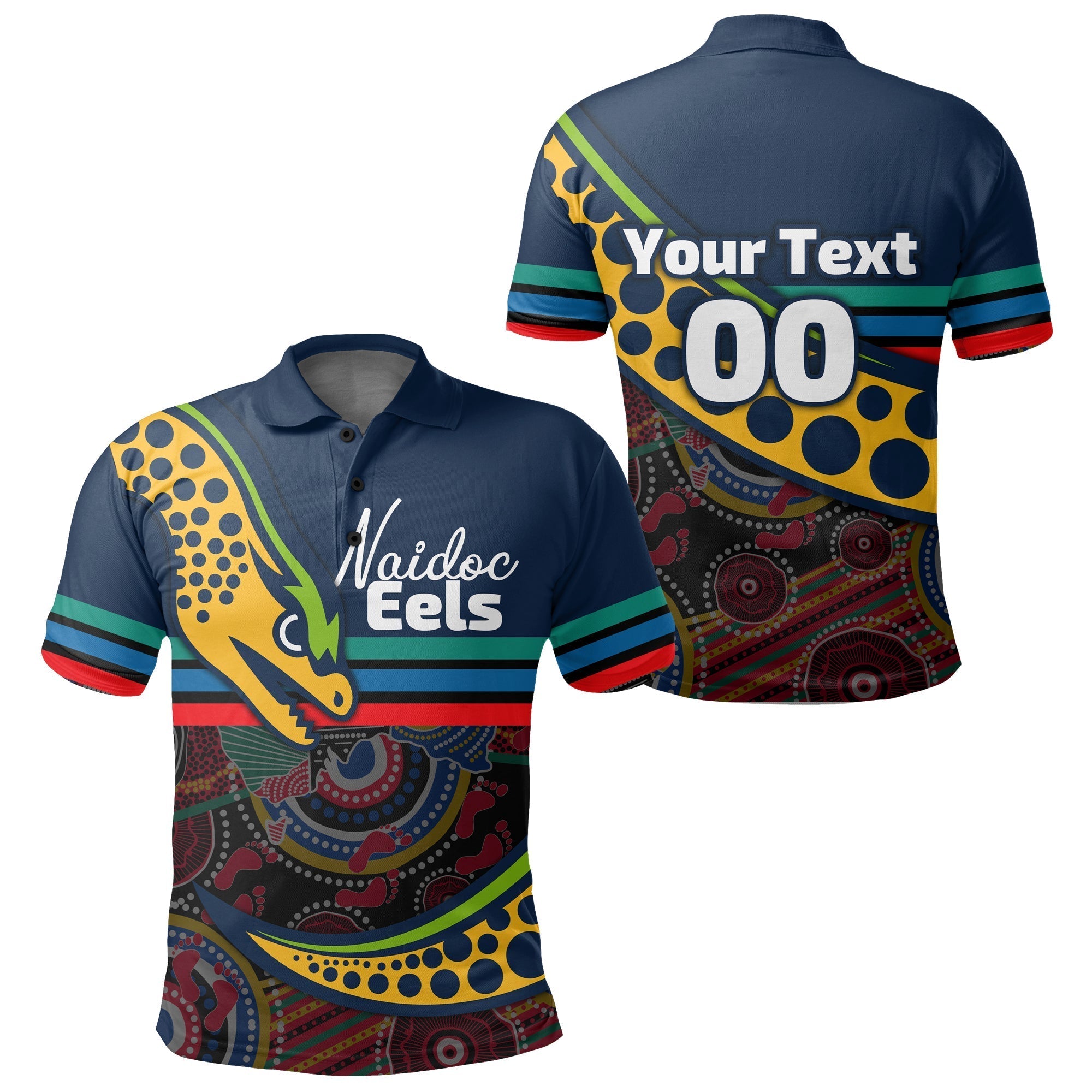 (Custom Personalised) Eels Rugby NAIDOC Week Polo Shirt Aboriginal Sport Style - Ver.2 LT16 - Vibe Hoodie Shop
