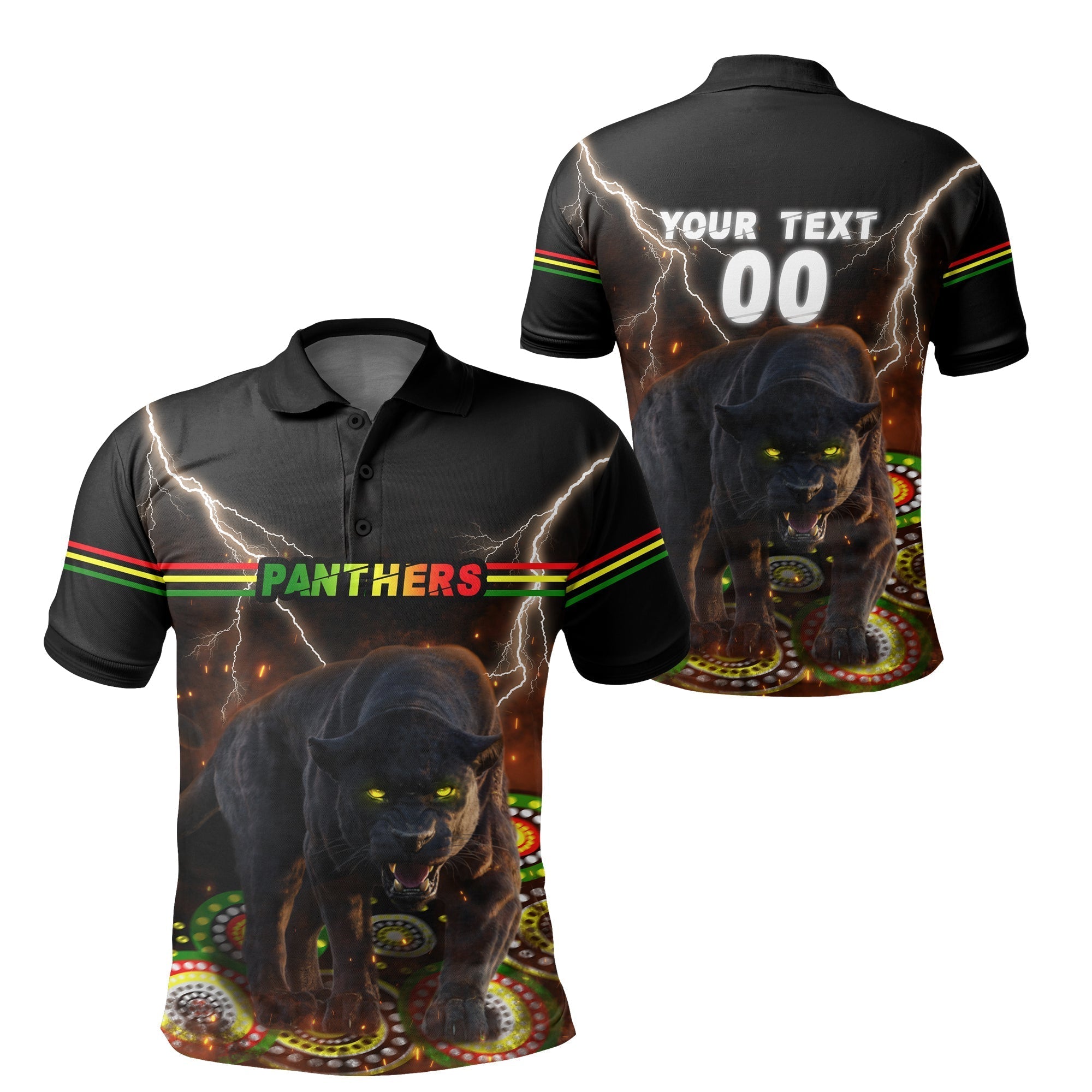 (Custom Personalised) Panthers Black Polo Shirt Special Style LT16 - Vibe Hoodie Shop
