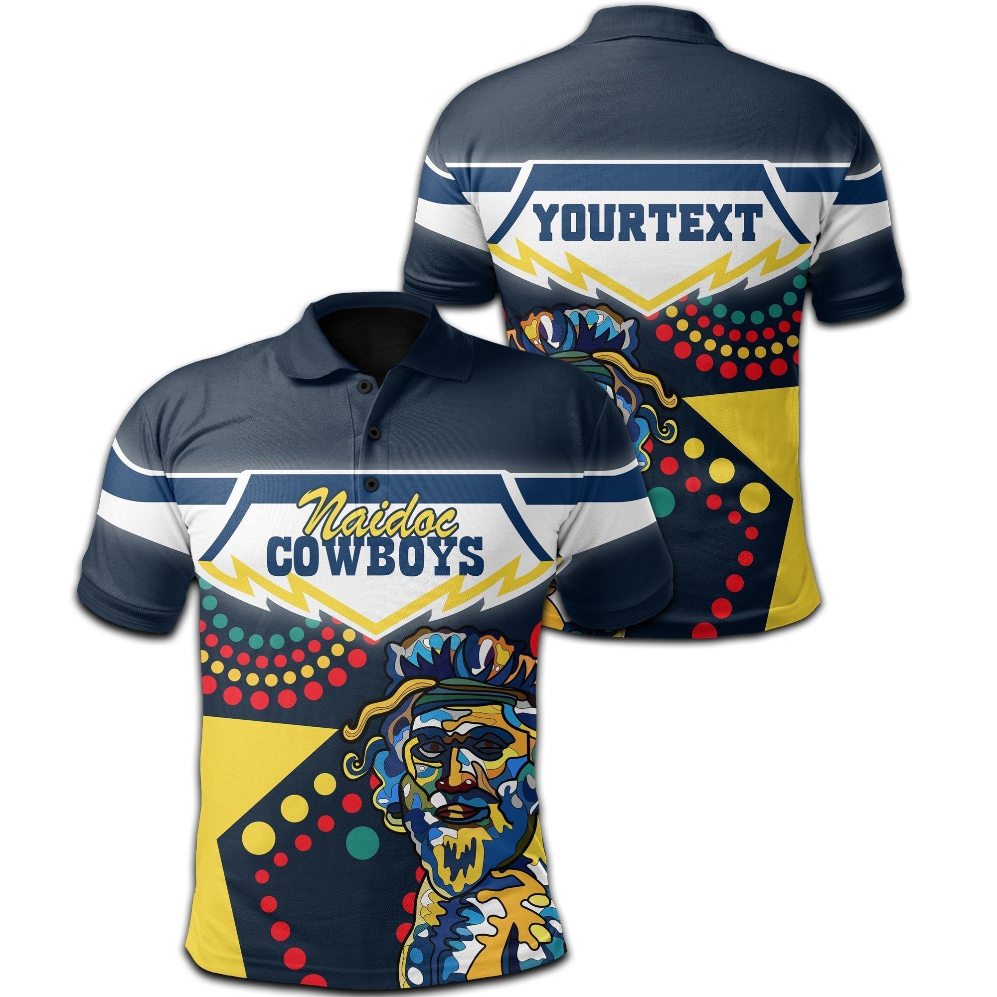 (Custom Personalised) Cowboys NAIDOC Week Polo Shirt North Aboriginal Star Style - Vibe Hoodie Shop