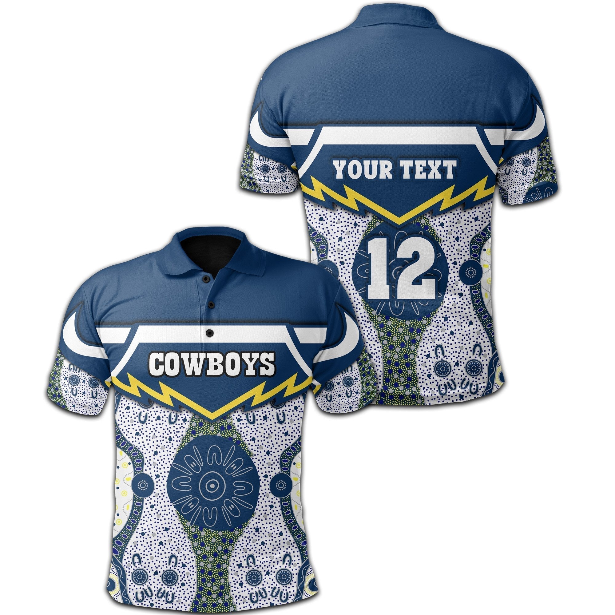 (Custom Personalised) Cowboys Polo Shirt North Aboriginal - Vibe Hoodie Shop