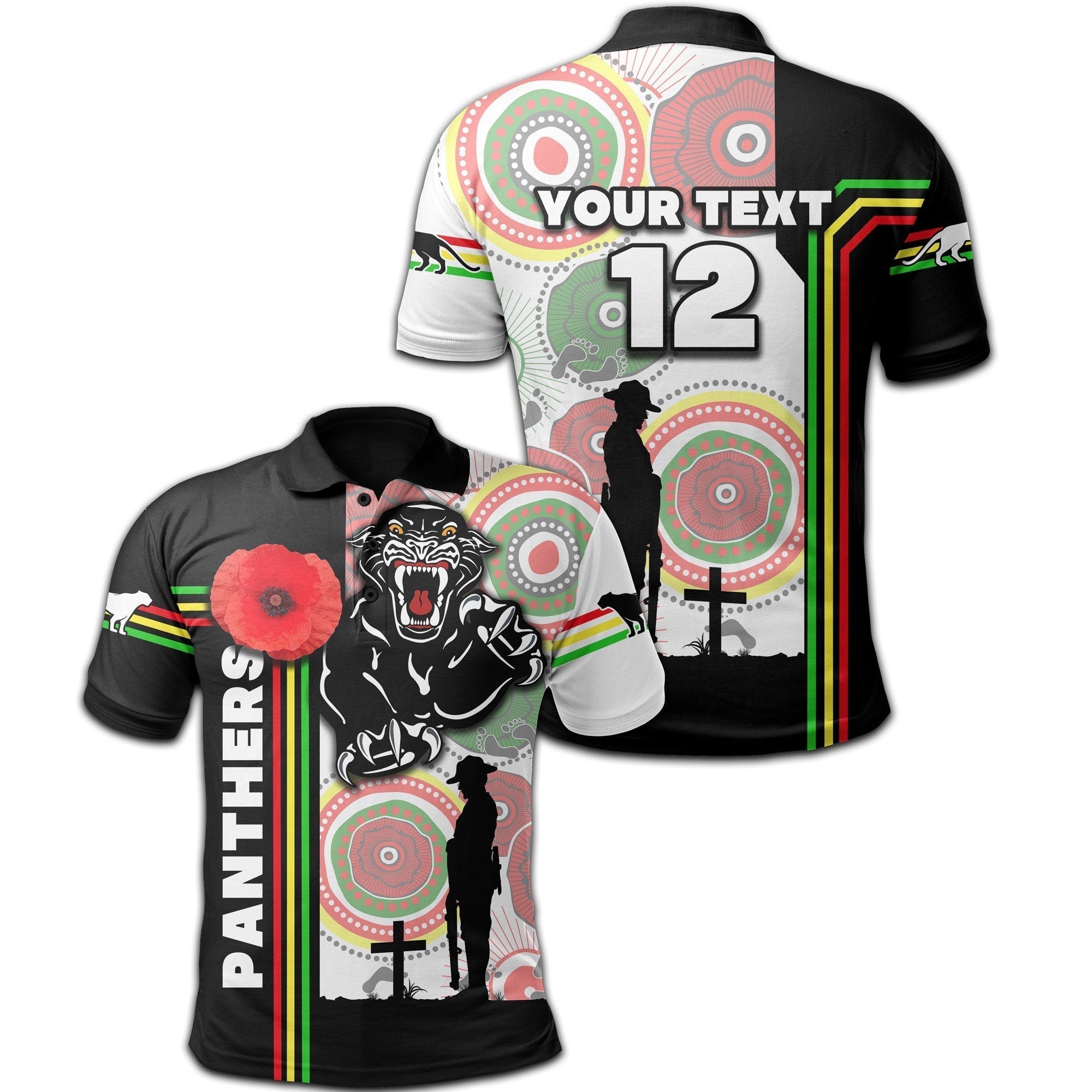 (Custom Personalised) Penrith Panthers Polo Shirt ANZAC Day Power Style - Vibe Hoodie Shop