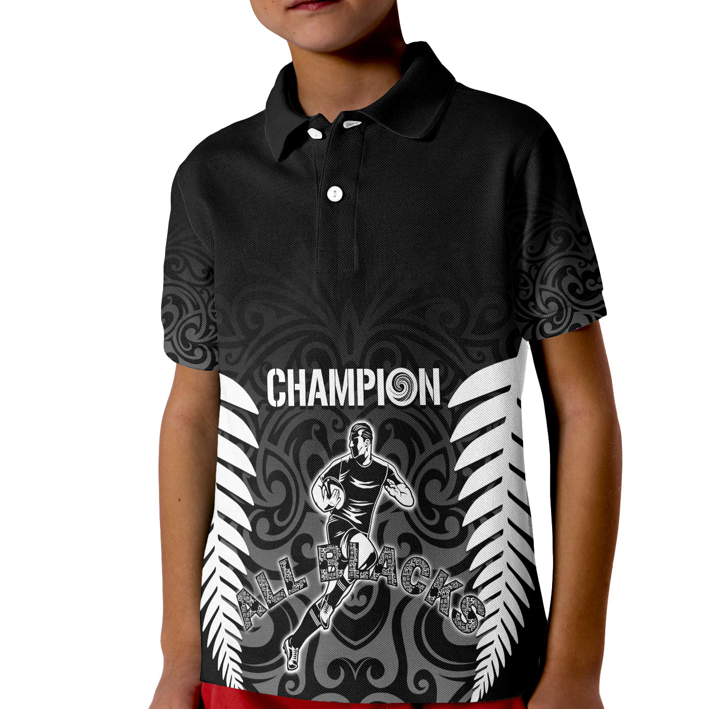 Personalised New Zealand Rugby Polo Shirt All Black Champion - Vibe Hoodie Shop