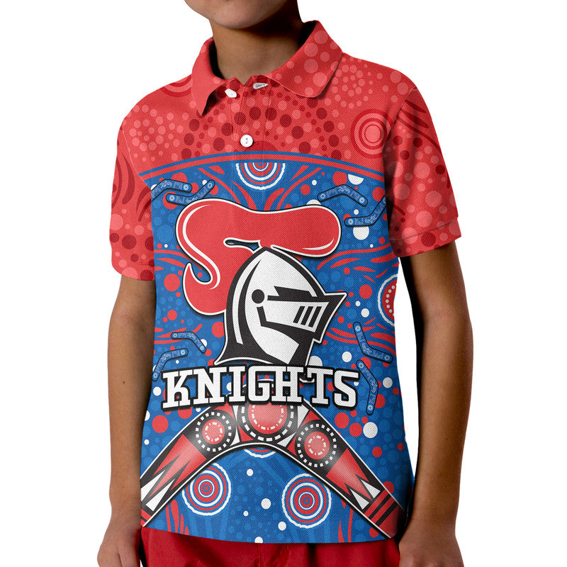 (Custom Personalised) Knights Rugby Polo Shirt Novocastrians Boomerang Indigenous Dots LT9 - Vibe Hoodie Shop