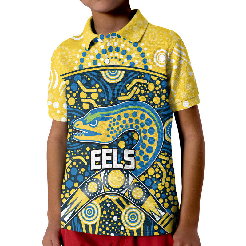 (Custom Personalised) Parramatta Eels Rugby Polo Shirt Boomerang Indigenous Dots LT9 - Vibe Hoodie Shop
