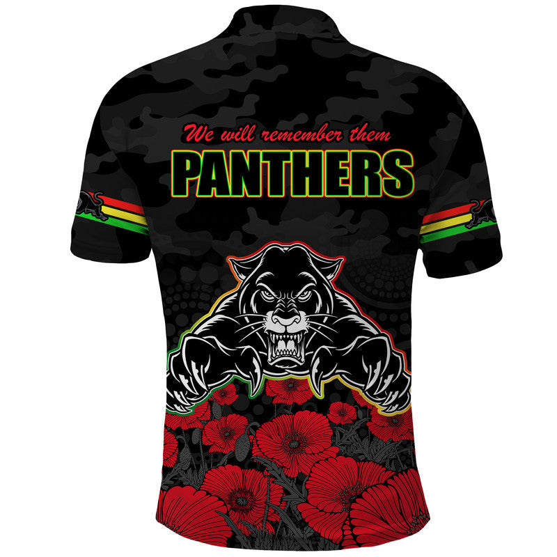 Panthers Rugby ANZAC Polo Shirt Angry Panther Camouflage With Poppy LT9 - Vibe Hoodie Shop