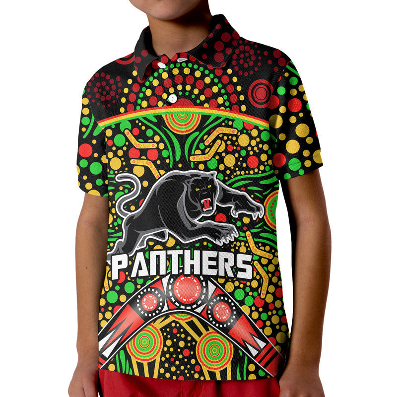 Panthers Rugby Polo Shirt Boomerang Indigenous Dots LT9 - Vibe Hoodie Shop