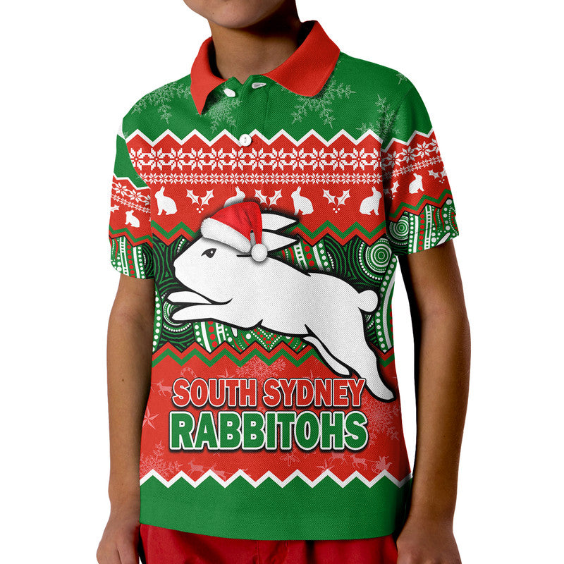 (Custom Personalised) South Sydney Rabbitohs Aboriginal Christmas Vibe Polo Shirt LT9 - Vibe Hoodie Shop