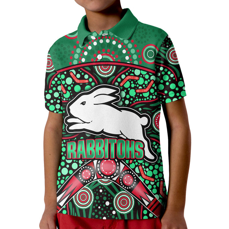 South Sydney Indigenous Rabbitohs Dot Art Style Polo Shirt LT9 - Vibe Hoodie Shop