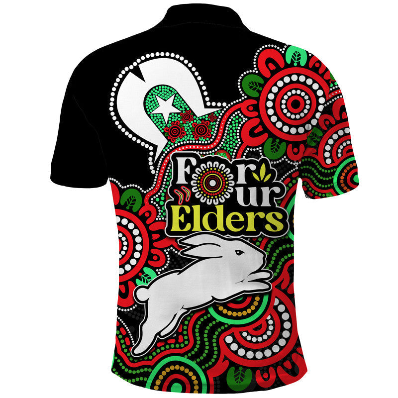 Rabbitohs Rugby Polo Shirt NAIDOC Torres Strait For Our Elders LT9 - Vibe Hoodie Shop