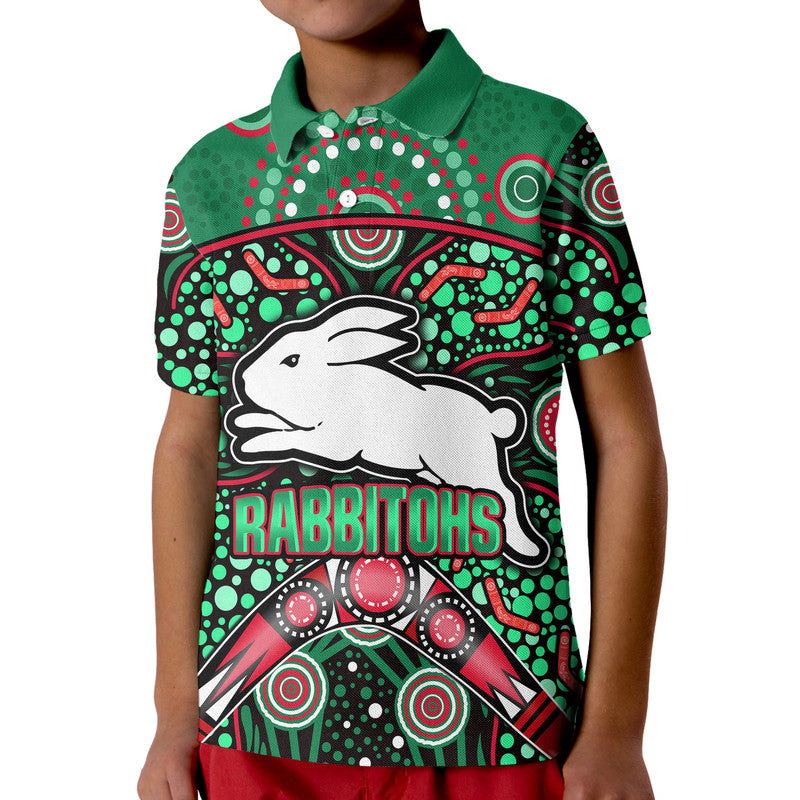 (Custom Personalised) South Sydney Indigenous Rabbitohs Dot Art Style Polo Shirt LT9 - Vibe Hoodie Shop