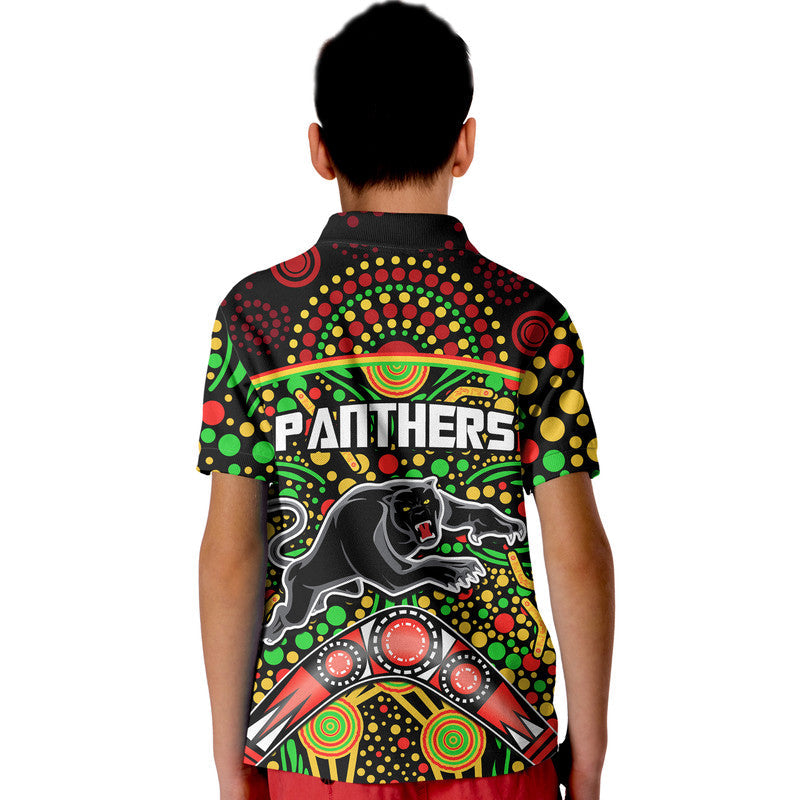 Panthers Rugby Polo Shirt Boomerang Indigenous Dots LT9 - Vibe Hoodie Shop