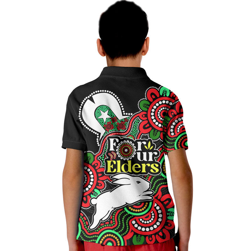 Rabbitohs Rugby Polo Shirt NAIDOC Torres Strait For Our Elders LT9 - Vibe Hoodie Shop