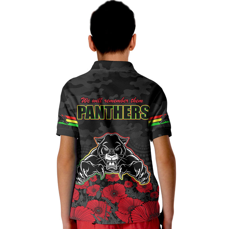 Panthers Rugby ANZAC Kid Polo Shirt Angry Panther Camouflage With Poppy - Vibe Hoodie Shop