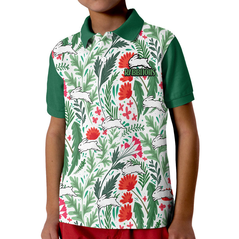 (Custom Personalised) Rabbitohs Poppy Flowers Field Polo Shirt LT9 - Vibe Hoodie Shop