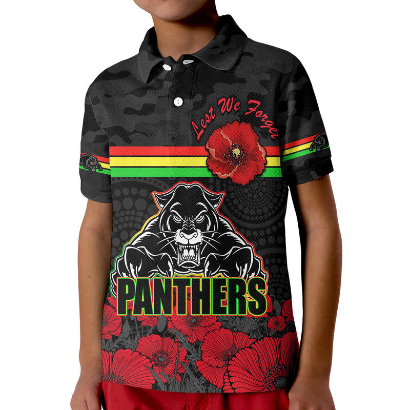 Panthers Rugby ANZAC Kid Polo Shirt Angry Panther Camouflage With Poppy - Vibe Hoodie Shop