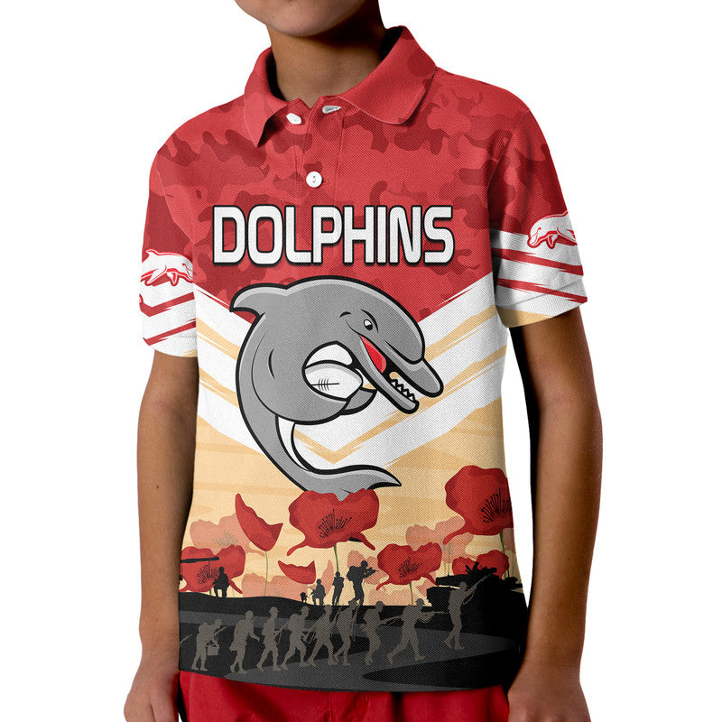 custom-text-and-number-redcliffe-dolphins-rugby-anzac-kid-polo-shirt-we-will-remember