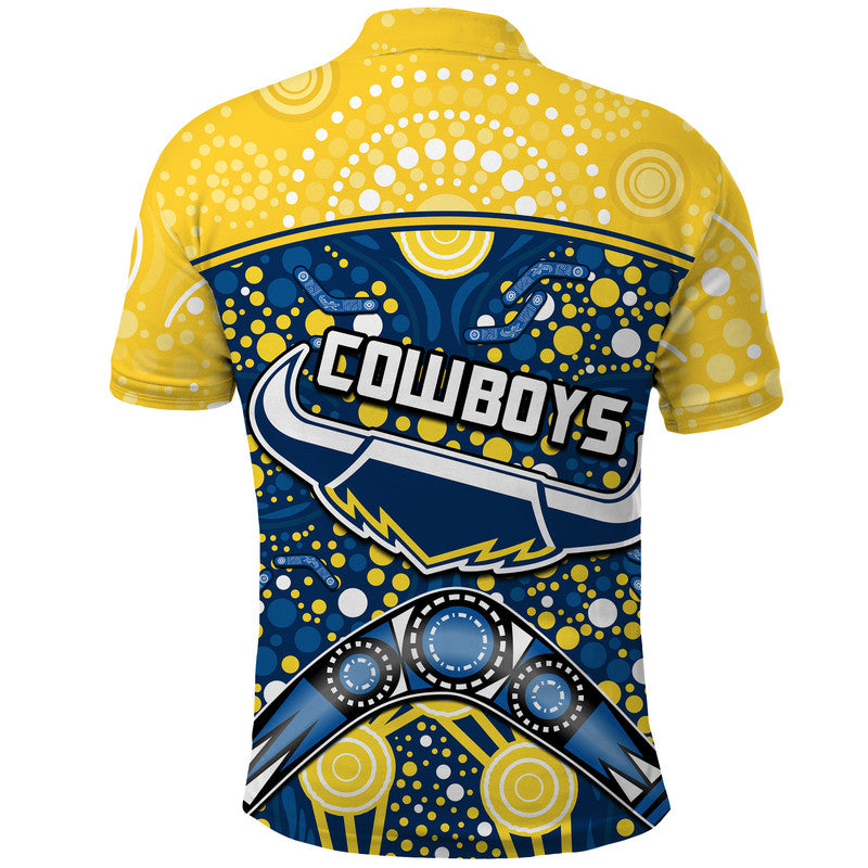 Cowboys Rugby Polo Shirt Boomerang Indigenous Dots LT9 - Vibe Hoodie Shop