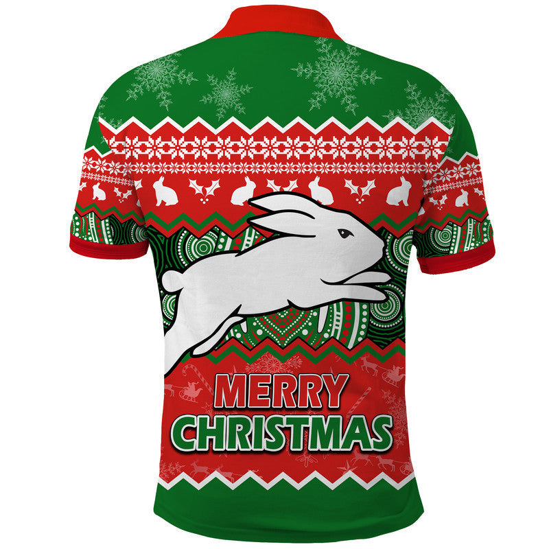 South Sydney Rabbitohs Aboriginal Christmas Vibe Polo Shirt LT9 - Vibe Hoodie Shop