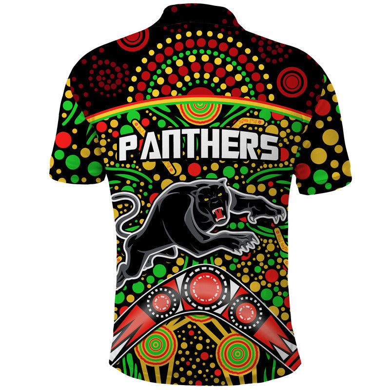 Panthers Rugby Polo Shirt Boomerang Indigenous Dots LT9 - Vibe Hoodie Shop